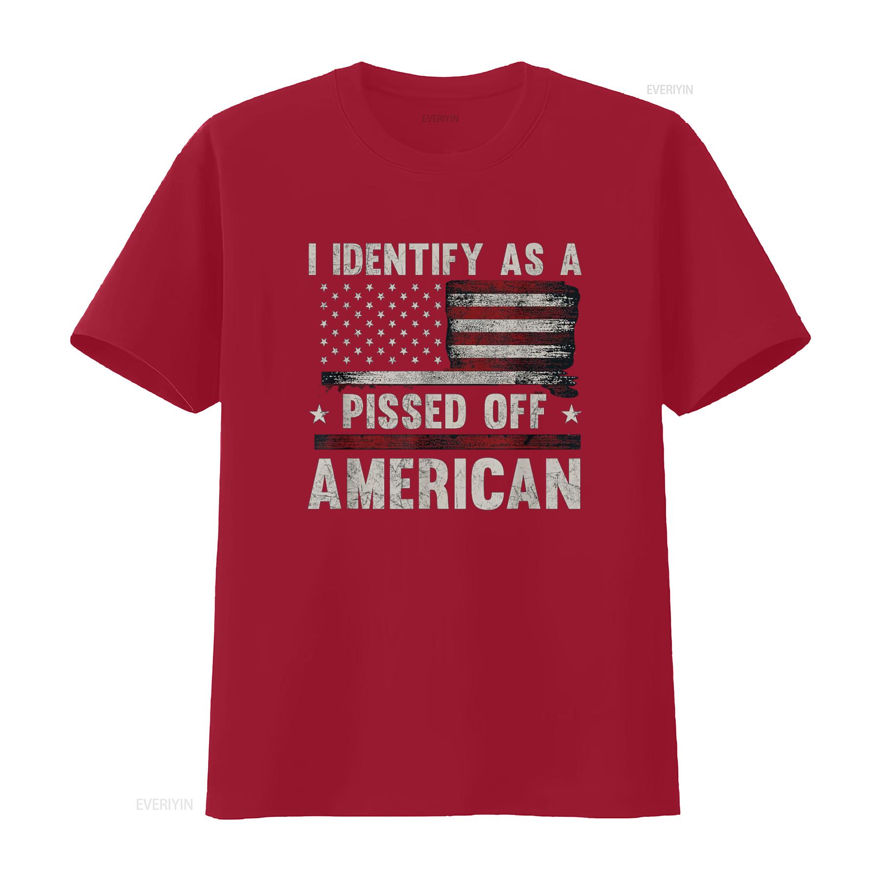 I Identify As Pissed Off American Vintage Flag T Shirt vintage Washed Unisex Top For Everyday Wear Stylish designer clothes S