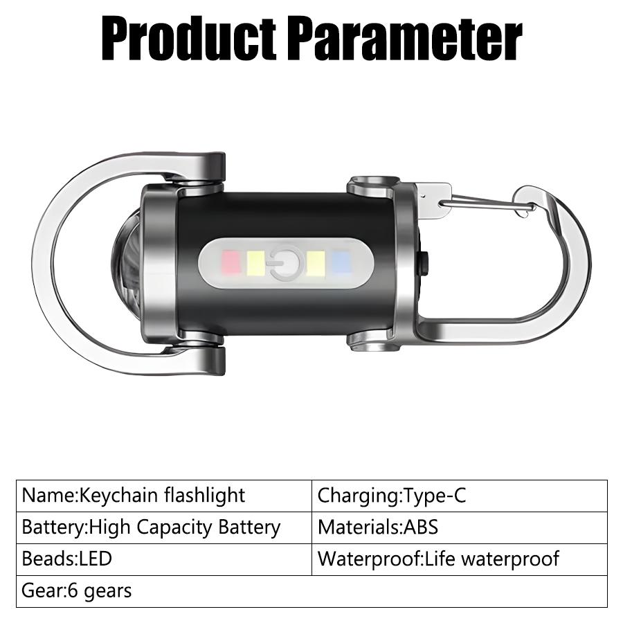 YS087 800LM Rechargeable Keychain Flashlight–Ultra Bright Mini COB LED Work Light,EDC Pocket Torch for Hiking,Camping,Emergency