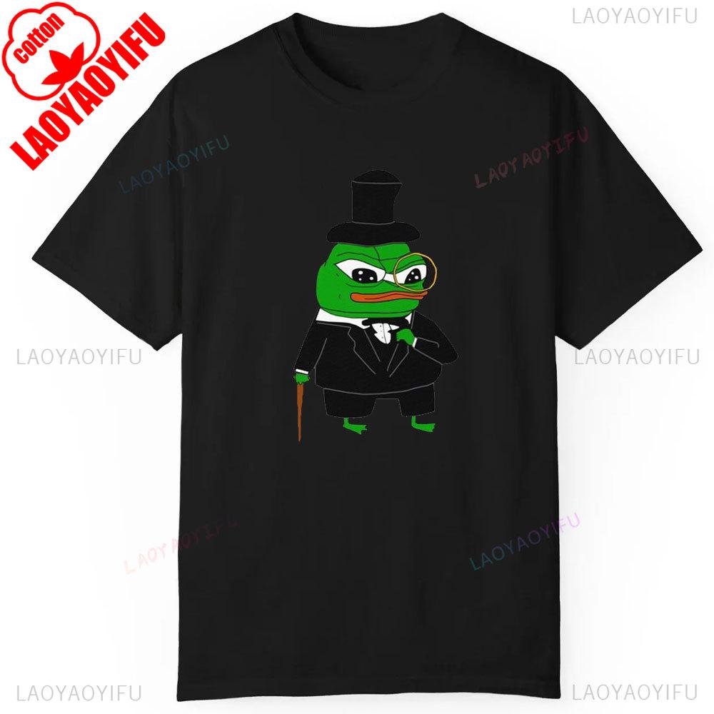 

Rich Robber Baron Pepe The Frog Fren Meme Funny Internet Culture Capitalist Humor Fancy Frog Graphic Tees Unisex Cotton Shirt S