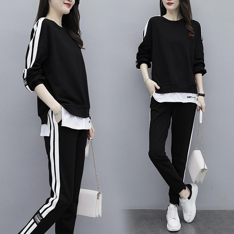 Chándal de primavera y otoño para mujer, conjunto de 2 piezas, jersey, Top, pantalones largos, traje deportivo, talla grande