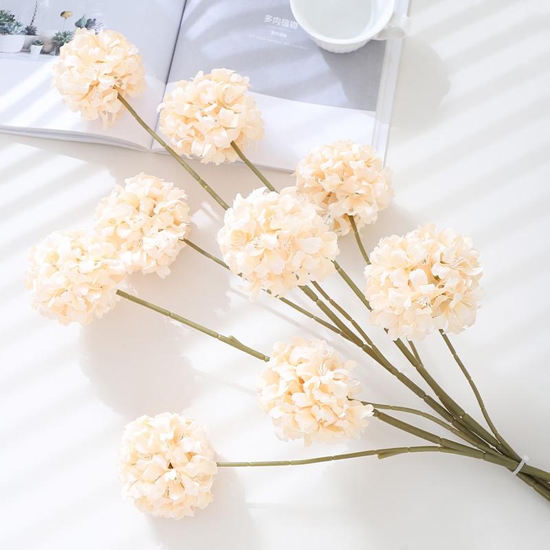 1/3Pcs 3Heads Silk Artificial Hydrangea Flower Head Bridal Flower Bouquet for Home Room Wedding Decoration Flower Arrangement 1Pcs шампанского