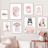 Fashion Girl Canvas Poster Perfume Bottle Print Pictures Flower Wall Art Prints Nordic Wall Posters Girl Bedroom Decoration