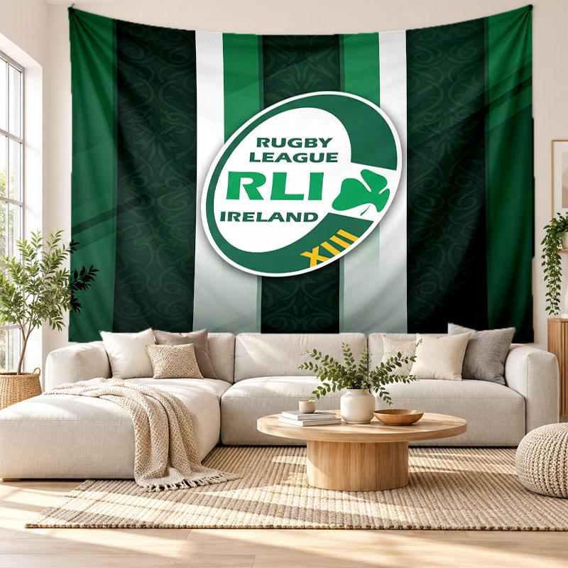 Ireland Rugby Wall Tapestry, Soft Fabric Wall Hanging, Decorative Backdrop For Bedroom Home Wall Art
