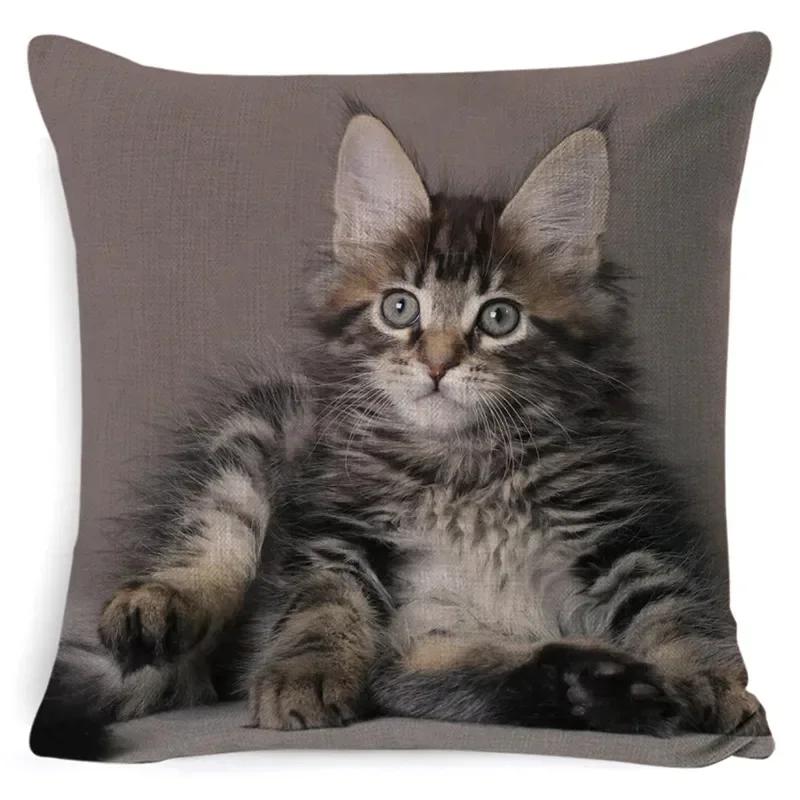 Black Cat Cushion Cover Cotton Linen Square Cat Pillow Case Decorative Pillow Cover for Home Car Sofa Decora Pillowcase Cojines