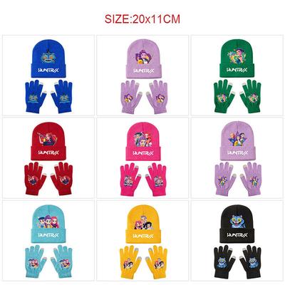 Cartoon Rumi Zoey Mira Kpop Singers Printed Hat Glove 2pcs Sets Anime Plush Warm Cold-proof