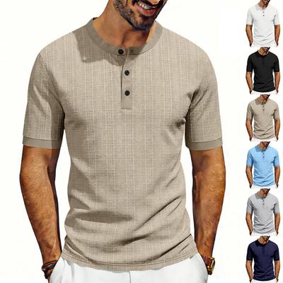 Men’s Short Sleeve Henley Shirt Casual Button Down Linen T Shirt Lightweight Breathable Summer Top for Everyday Wear