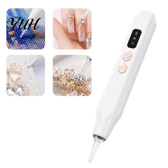 Crafting Gifts for Adults Electric Rhinestone Art Pen with Light, Wireless Rechargeable Vaccum Pen, Vacuum Suction 2 Levels, Faux Diamond Beginners