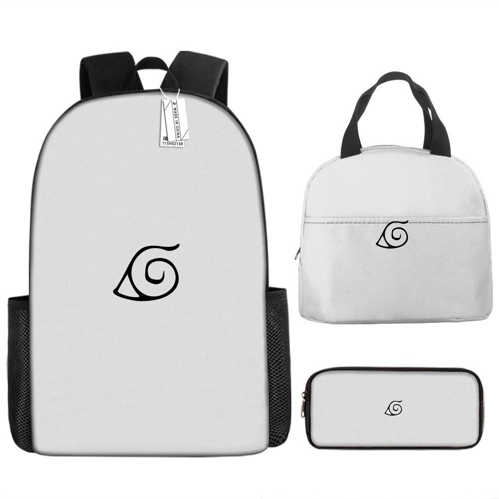 Naruto Shippuden Elementary and Secondary School School Bag Large Capacity Campus Backpack Lunch Bag Pencil Bag Three-piece Set