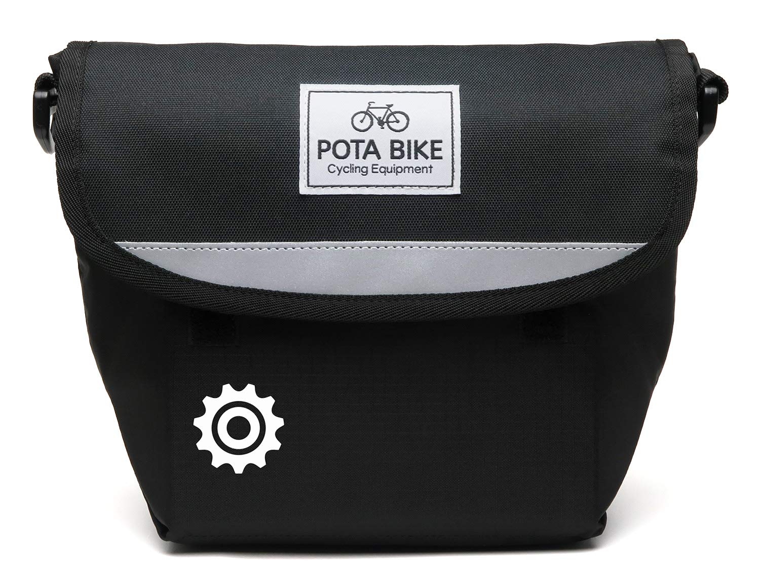 

POTA BIKE Semi-Hard Front Bag for Mini Velo (Black Fabric/White Mark)