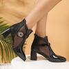 Sandals Women's Shoes Versatile Spring Summer Block Heel Cutout Women's Boots Net Boots Low Heel Pointed Toe High Heels