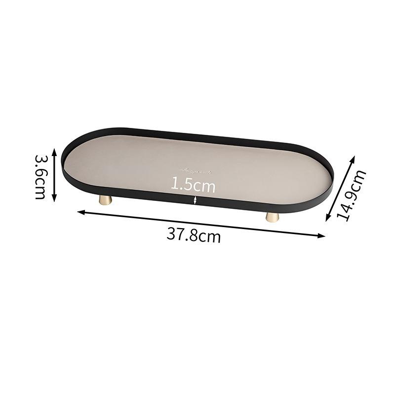 Desktop Decorations Storage Trays Light Luxury Wrought Iron Ornaments Leather Storage Trays Entrance Jewelry Decorative