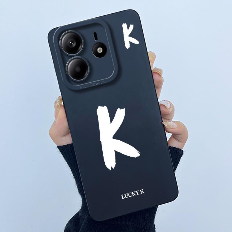 For Xiaomi Redmi Note 14 5G Cover Case Lucky Initial Letter Couple Silicone Soft Matte Phone Bumper for Redmi Note14 5G Casing