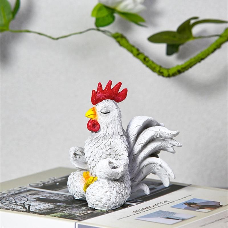 62KD Resins Rooster Decors Calming Meditations Gift For Home Office Desktop Decors