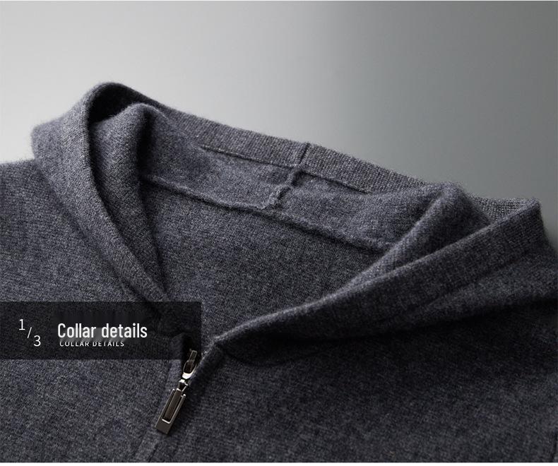 Męska Gruba Grzana Kaszmirowa Bluza Rozpinana z Zamkiem - Jesień/Zima Wełniany Sweter Nowość