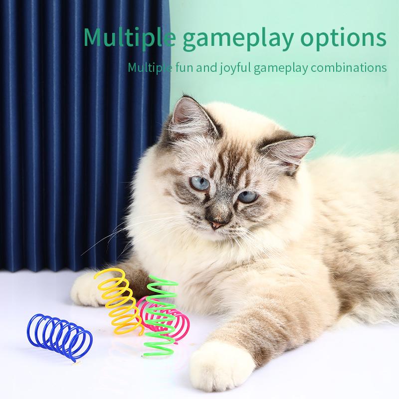 Cat Spring Toy, Interactive Spiral Toys for Indoor Colored Cats, Plastic Spring Coil for Kitten, Hunting, Inflation, 4 Pieces