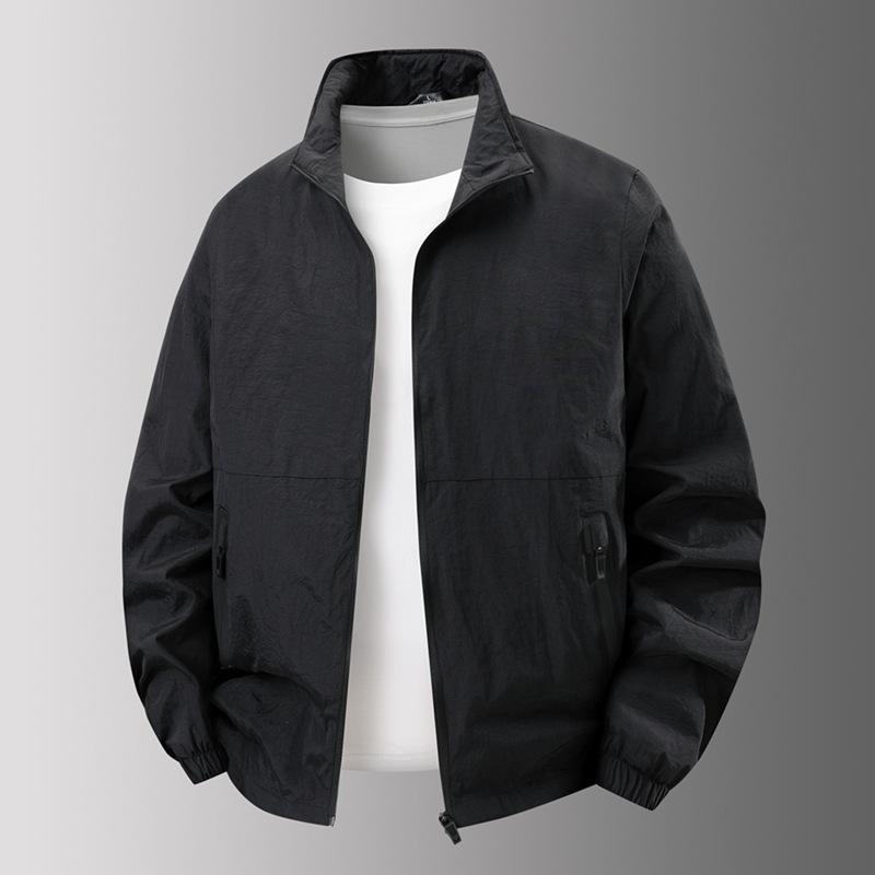 Updated Stand Collar Work Jacket for Mens Middle-aged Outdoor Use Athletic and Everyday Comfortable Fit Wind Shield Jacket