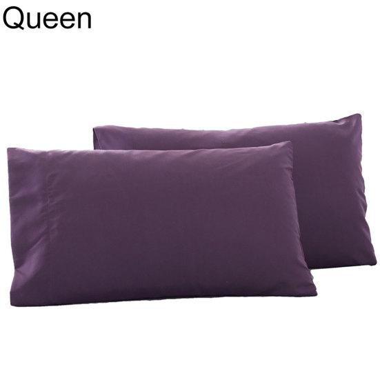 2Pcs Solid Color King Queen Pillow Case Home Bedroom Bed Cushion Cover