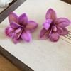 Silver Needle Flower Stud Earrings Epoxy Resin Vacation Style Earrings  Women