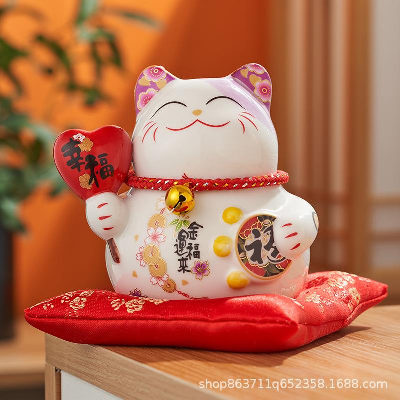 NEU Glückskatze Spardose Kreatives Ornament, Japanische Stil Glückskatze Keramik, Geschenk zur Neueröffnung, Heimdekoration