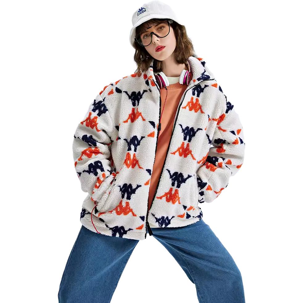 Kappa Logo All Over Print Fleece Jacket Unisex jackets Romantic-White K0CZ2JJ51D