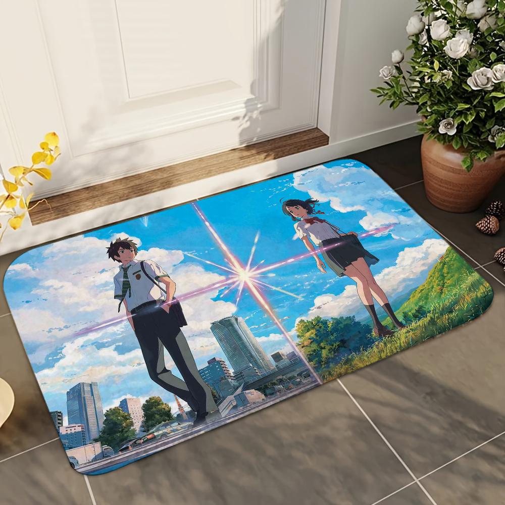 

1 шт. Аниме Твое имя Впитывающие коврики для ванной Противоскользящие коврики Товары для домашнего декора Ковры Домашние кухонные напольные коврики 40x60cm