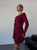 Vestido de Otoño Invierno para Mujer de Color Sólido, Ajuste Delgado, Manga Larga - Elegante y Favorecedor