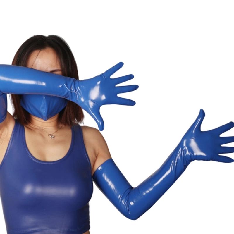 Women Long PU Leather Gloves Evening Party Costume PU Leather Cosplay Dress Accessories Halloween Gift