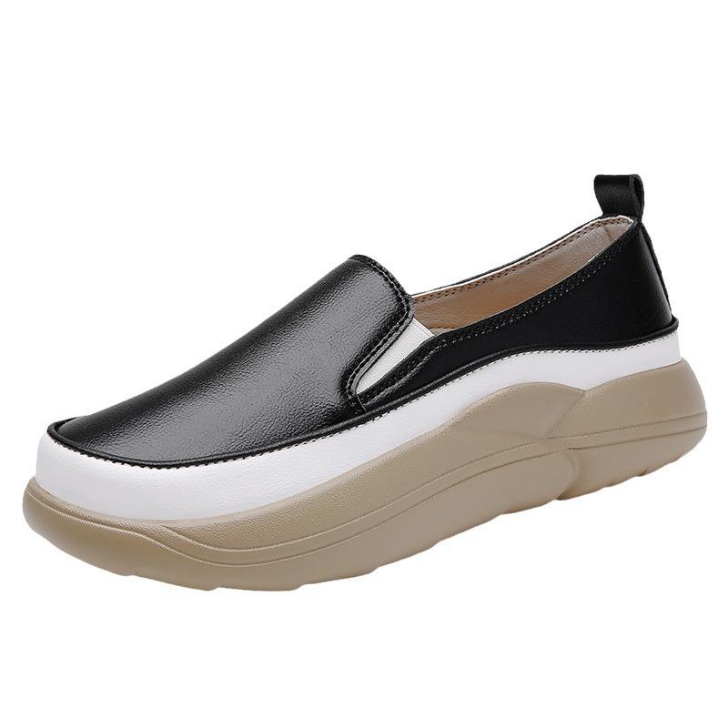 Women Sneakers Shoes Leather Loafers Shoes For Women Comfort Light Thick Sole Shoes Autumn Trend Leisure Flats Women Slippers