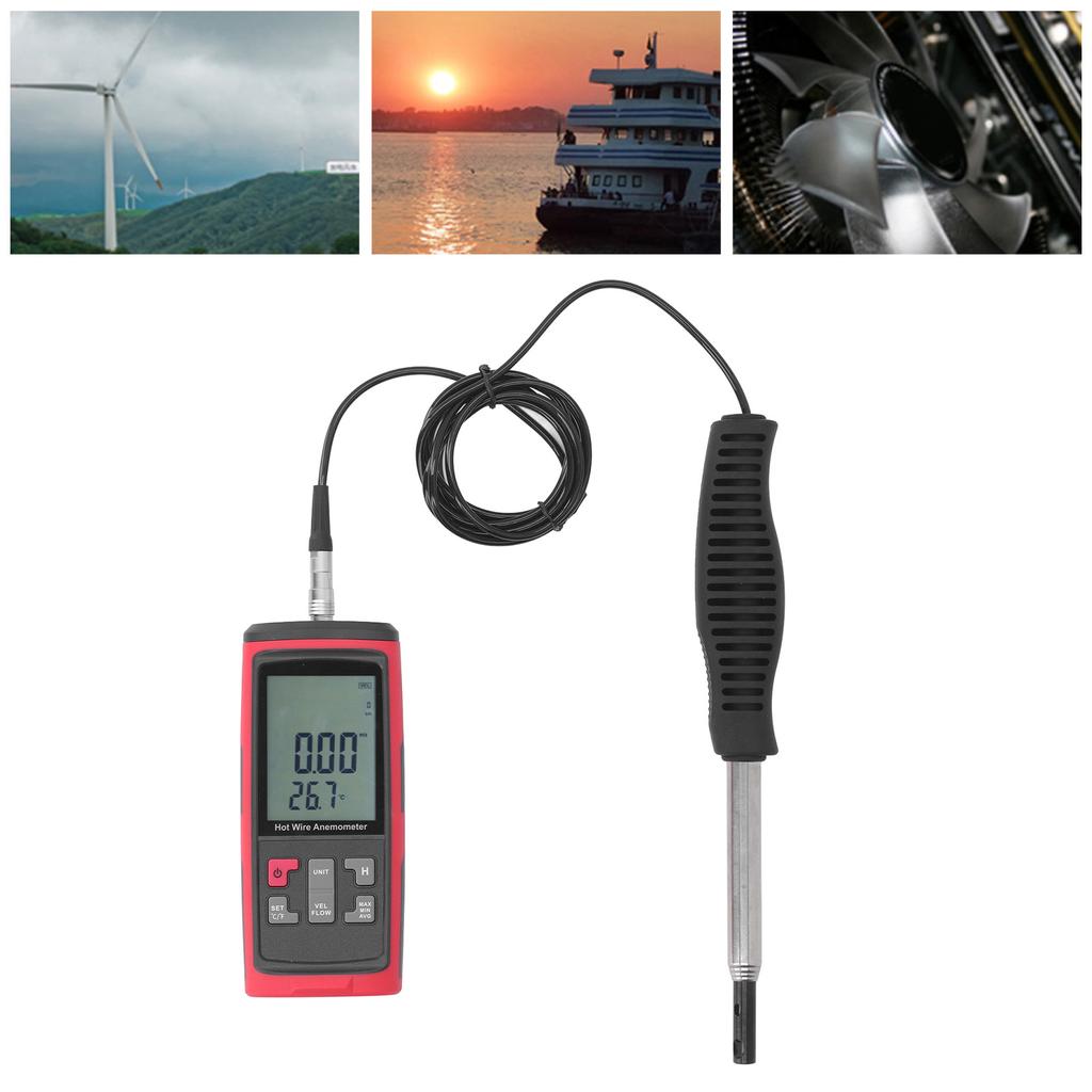 Digital Anemometer High Accuracy HD Handheld Telescopic Multifunctional Wind Speed Meter with Temp H