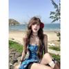 Vestito Sospensorio Floreale Francese Donna Estate Irregolare Stratificato Stile Resort Balneare Gonna Corta