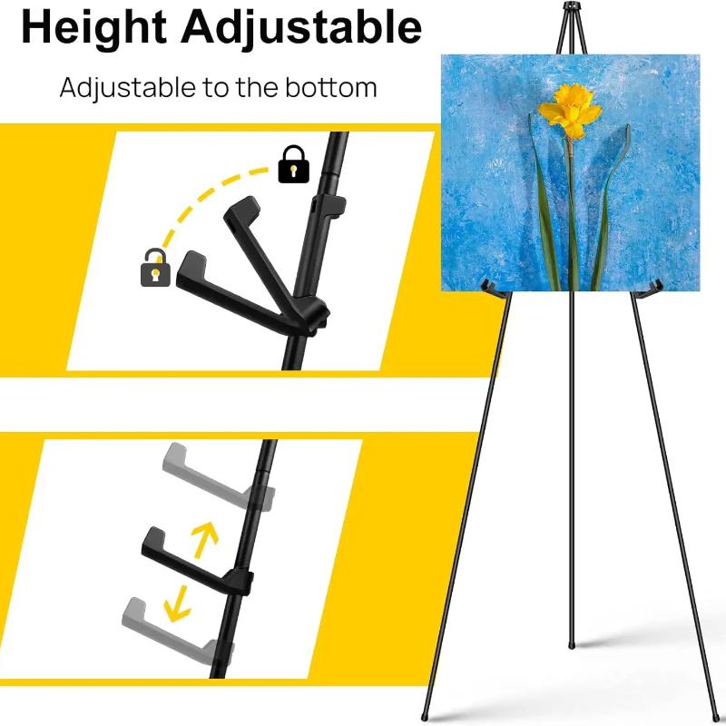 New Portable Easel Stand for Wedding Sign Painting Display Folding Adjustable Metal Artist Tripod Easel with Bag