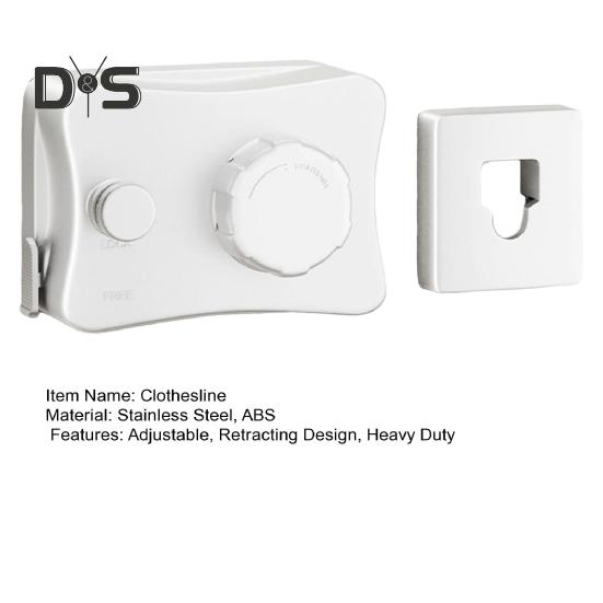 5.1M Wall Mount Retractable Clothesline Adjustable Retracting Invisible Heavy Duty Stainless Steel Wire Indoor Outdoor Balcony Laundry Clothes Drying