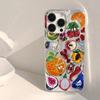 Vintage Glitter Fruit Phone Case for iPhone 16 15 14 13 12 11 Pro Max X Xs XR XSMax 7 8 Plus SE 2020 2022 Feather Texture Cover