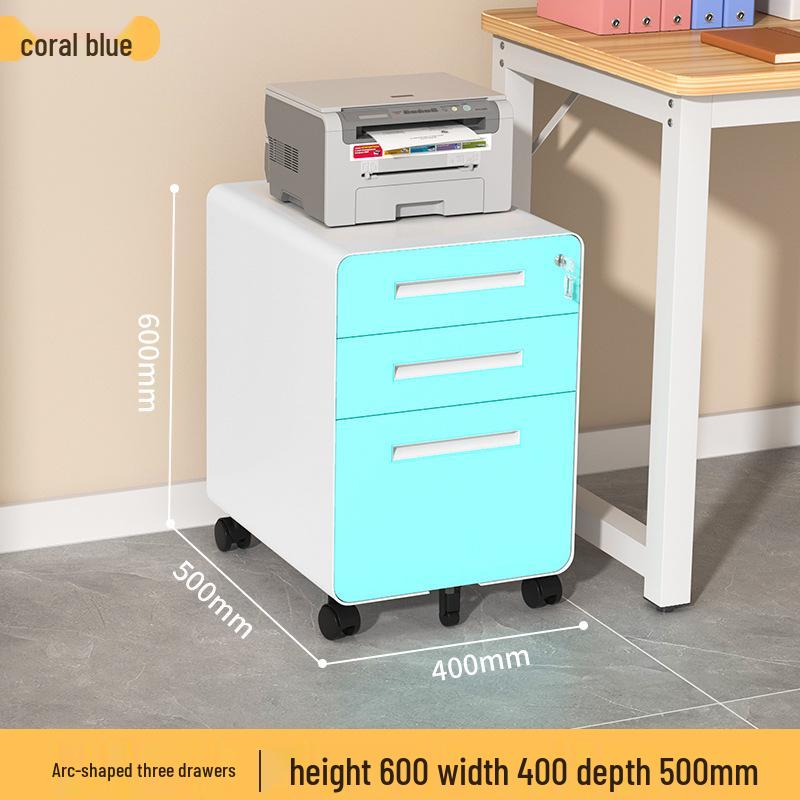 Mobile Filing Cabinet with Three Lockable Drawers for Under Desk Office Storage