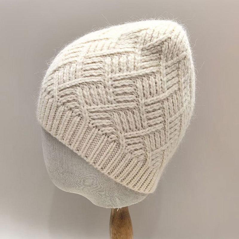 Rabbit Fur Knitted Beanie Winter Warm Hats For Women Soft Fleece Lined Fashion Slouchy Casual Beanies Cold Weather Accessory