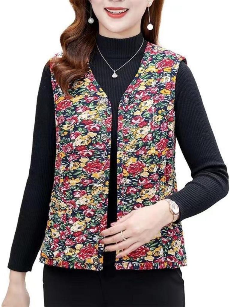 Camel Down Cotton Vest for Women - Autumn & Winter Versatile Shoulder Warmer for Middle-aged & Elderly Moms