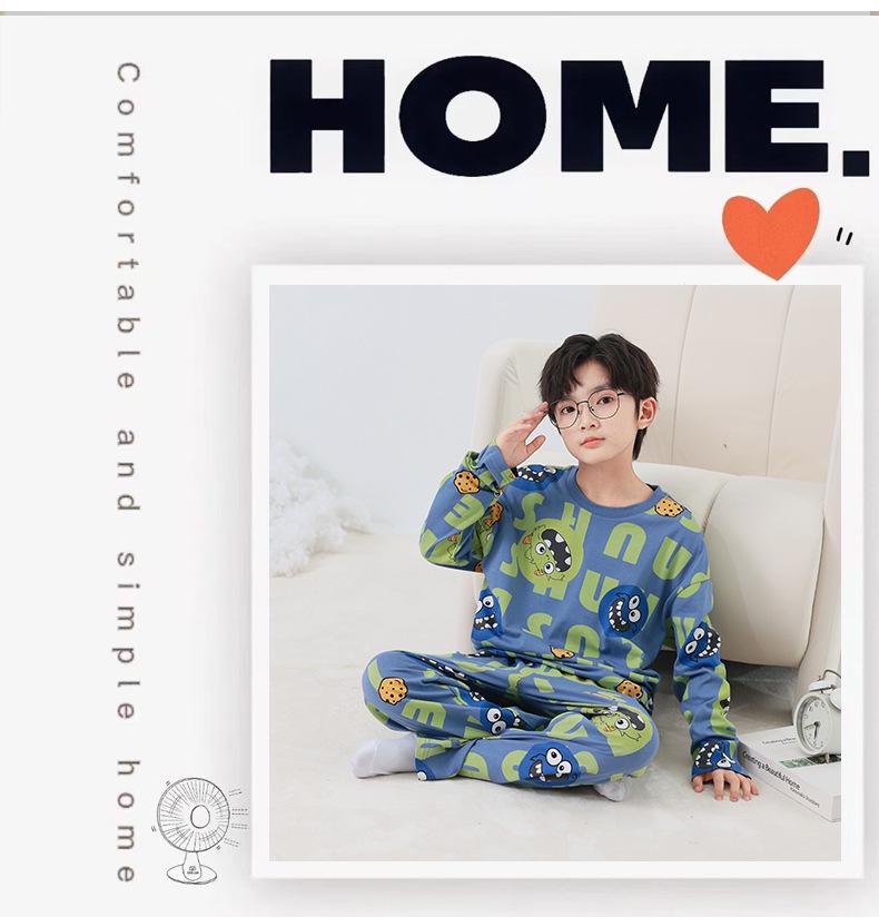 Boys' Spring/Autumn Cotton Pajama Set - Skin-Friendly Cartoon Print Two-Piece for Kids 2025