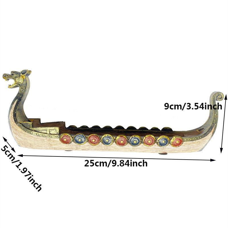 Dragon Boat Incense Stick Holder Burner Hand Carved Censer Ornaments Retro Incense Burners Traditional Design Home Decoration