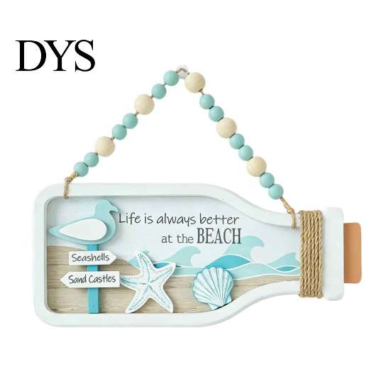 Rustic Wood Wall Hanging Wooden Drift Bottle Decors, Farmhouse Art, Beach Theme Coastal Decor Decorations, Mediterranean Style for Lake House Bedroom
