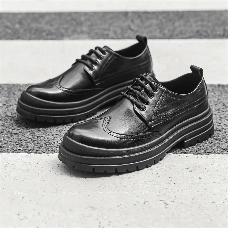 Mens Oxfords Shoes Lace Up High Quality Leather Lace Up Formal Oxfords Footwear Loafers Driving Party Dating Business Work Shoes