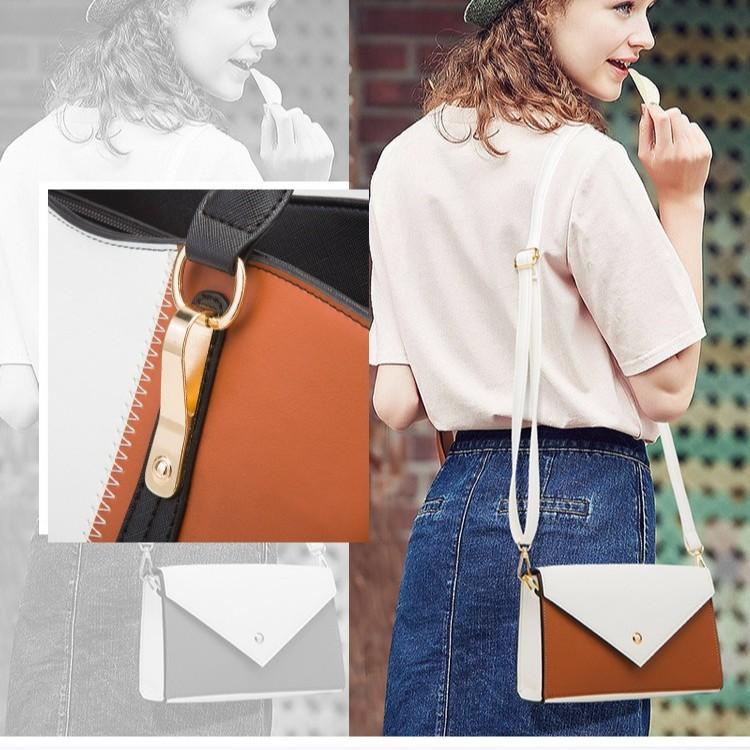 New Fashion Color-Block Women's Bag Handbag Shoulder Crossbody Bag Mother Bag Four-Piece Women's Bag