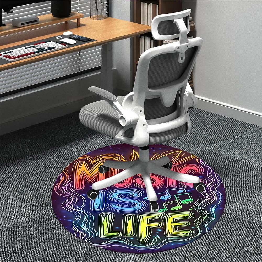 

1pc Music Life Office Round Area Rug, Indoor Mat Suitable ForOffice, Under Office Chairs Bedroom Living Room Home Decor T161 80cm by 80cm