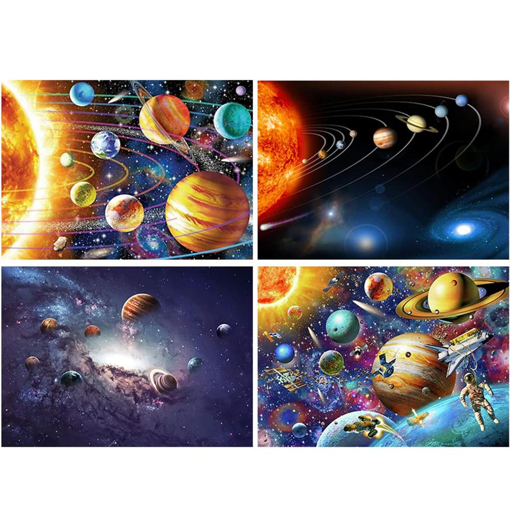 JISHSHAY Diamond Art Set of 4 Solar System 40x30cm Diamond Art Solar System Set Beginner 5D Diamond Art Space Diamond Art Starry Sky Mosaic Art