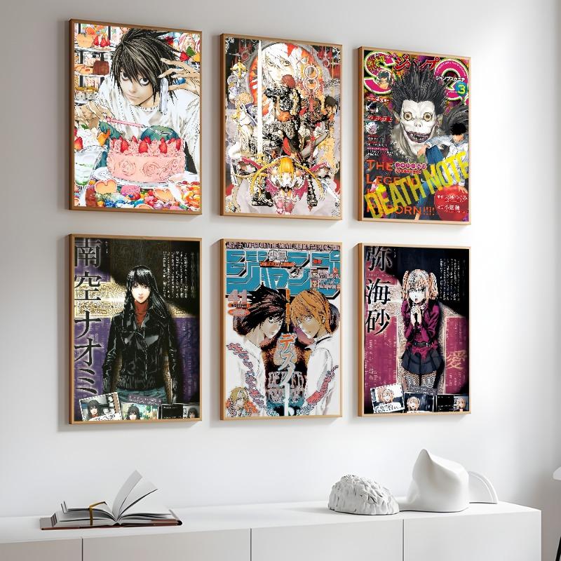 Anime D-Death N-Note DN L Poster Sticky Wall Art Printing Waterproof Home Living Bed Room Bar Hallway Aesthetic Decor