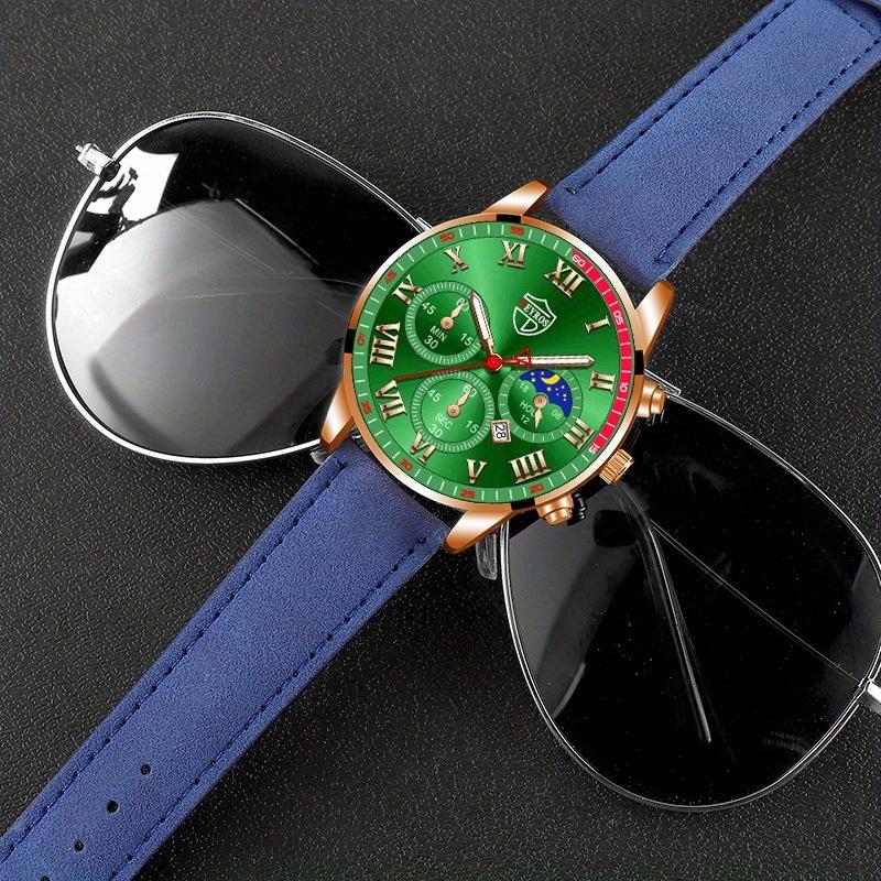 2PCS Set DEYROS Fashion Student Watch Business Men leather Strap Calendar Watch New Men Quartz Watch&Bracelet Men Gift