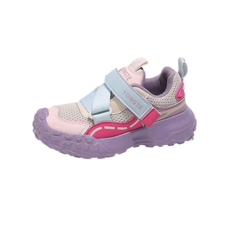 Girls shoes 2025 new early autumn children's mesh Velcro dad shoes girls breathable sports mesh shoes medium and old children