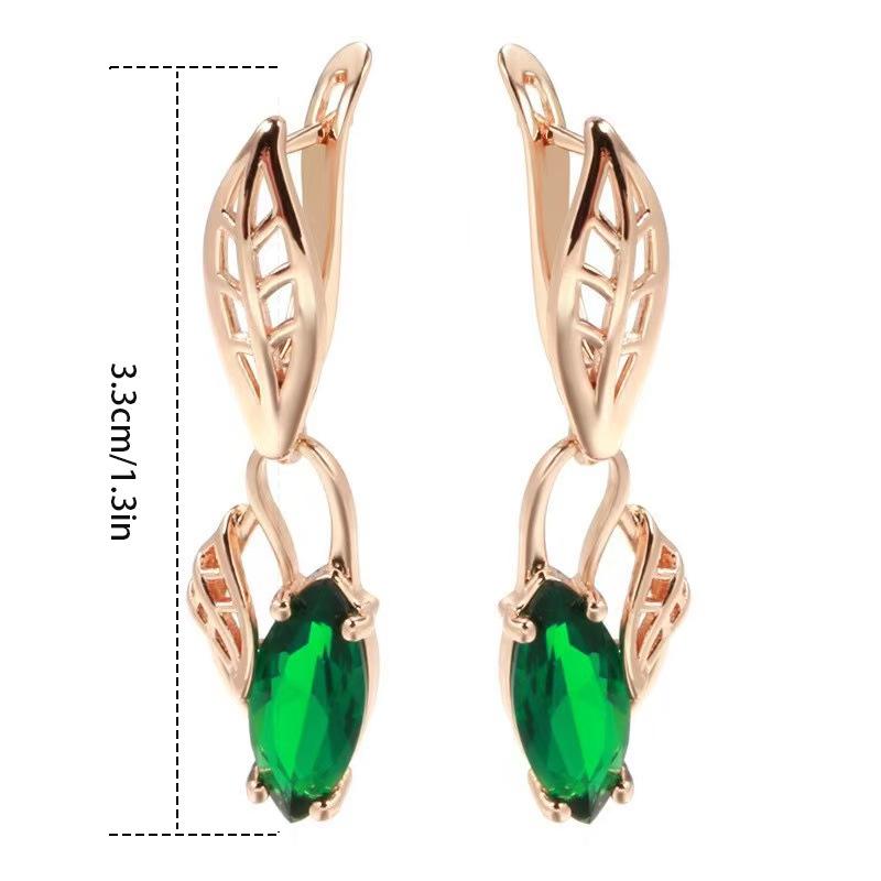 Yanbai Green Zircon Leaf Earrings - Luxury Retro Niche Long Style Jewelry