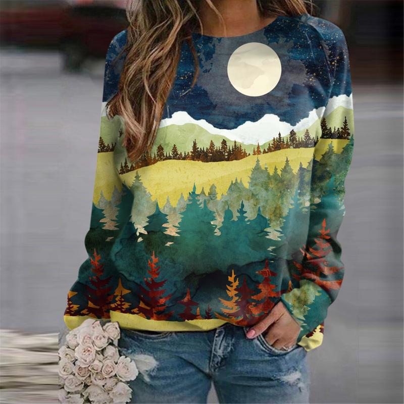 New Women's Sweater Spring and Autumn Fashion 3D Casual Crew Neck Sweater Loose Coat