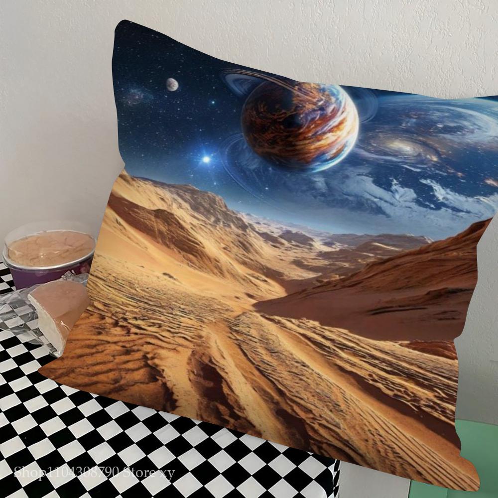 1pc Planets The Solar System Mars Saturn Moon Pillow Case Square Bedroom Sofa Leisure Comfort Cushion Car Living Home Decoration