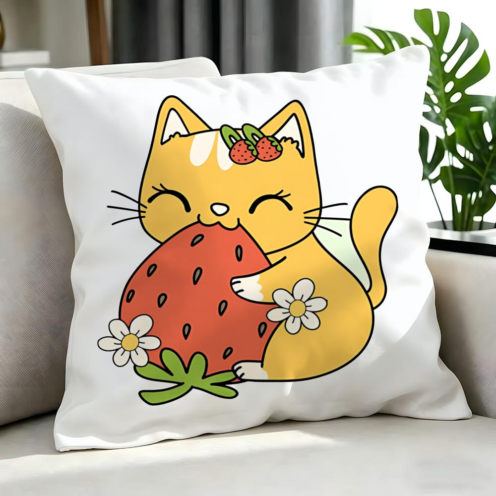 Cute SStrawberry Cat Cushion Cover Cushion Cover Set Pcs x x x Pillowcase Decorative Sofa Home Decor